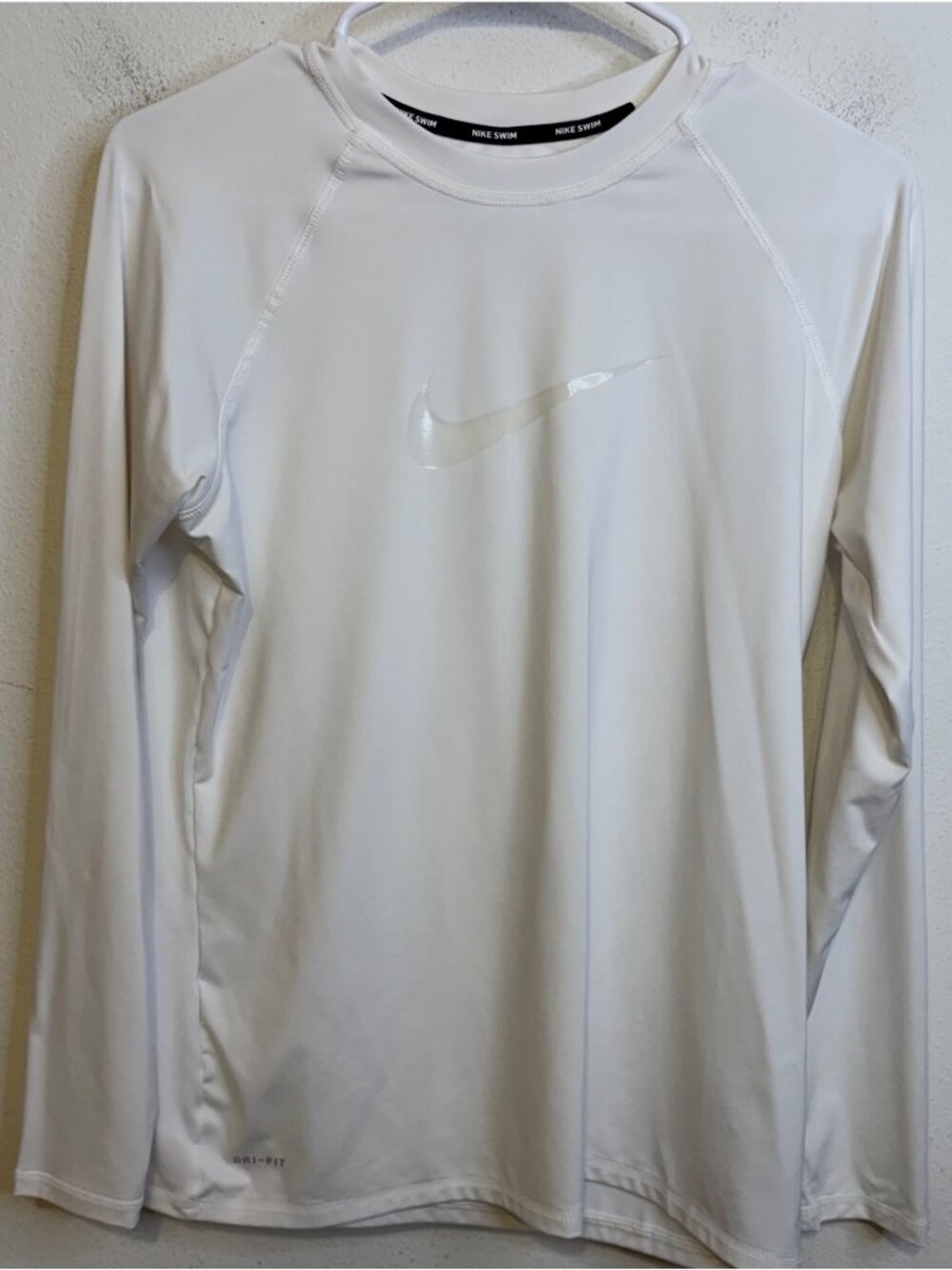 NIKE SWIM White Long Sleeve Sun Protection Shirt Stretch Shirt Unisex LARGE